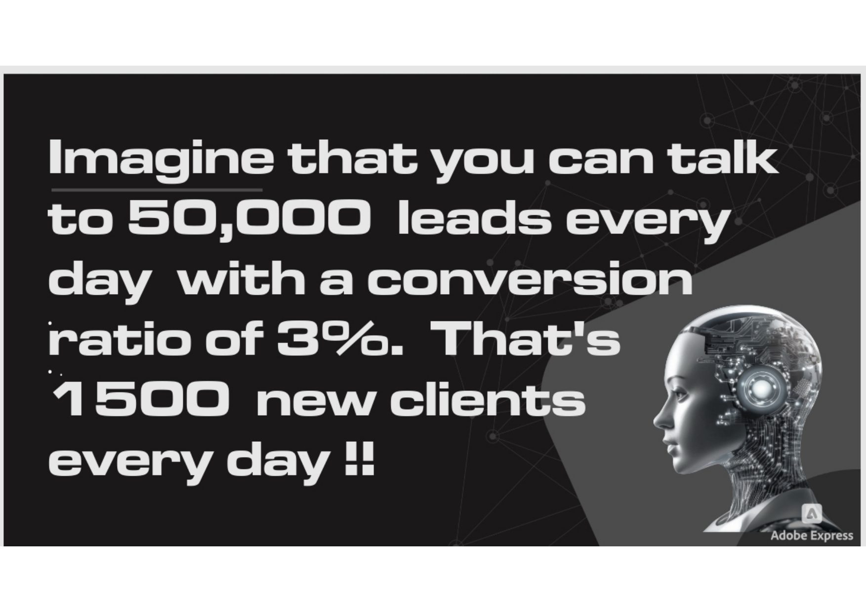 Avanti AI Labs brochure — page 5: 50,000 leads a day at a 3% conversion ratio — 1,500 new clients every day.