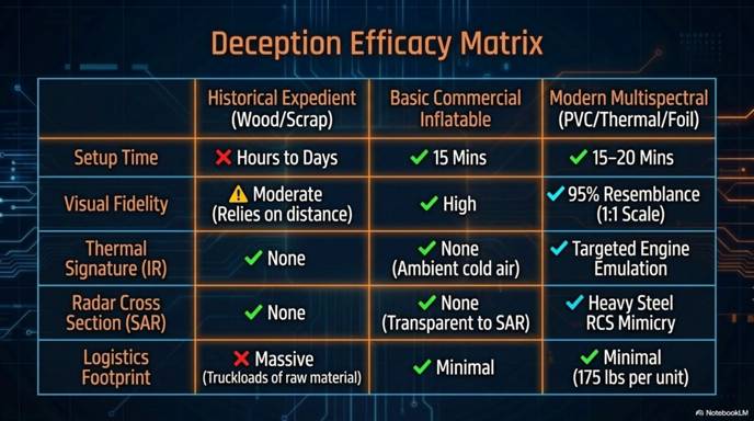 Deception efficacy matrix