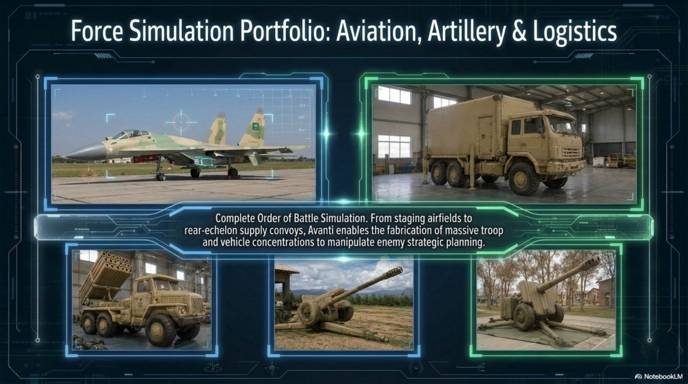 Force simulation portfolio: aviation, artillery and logistics
